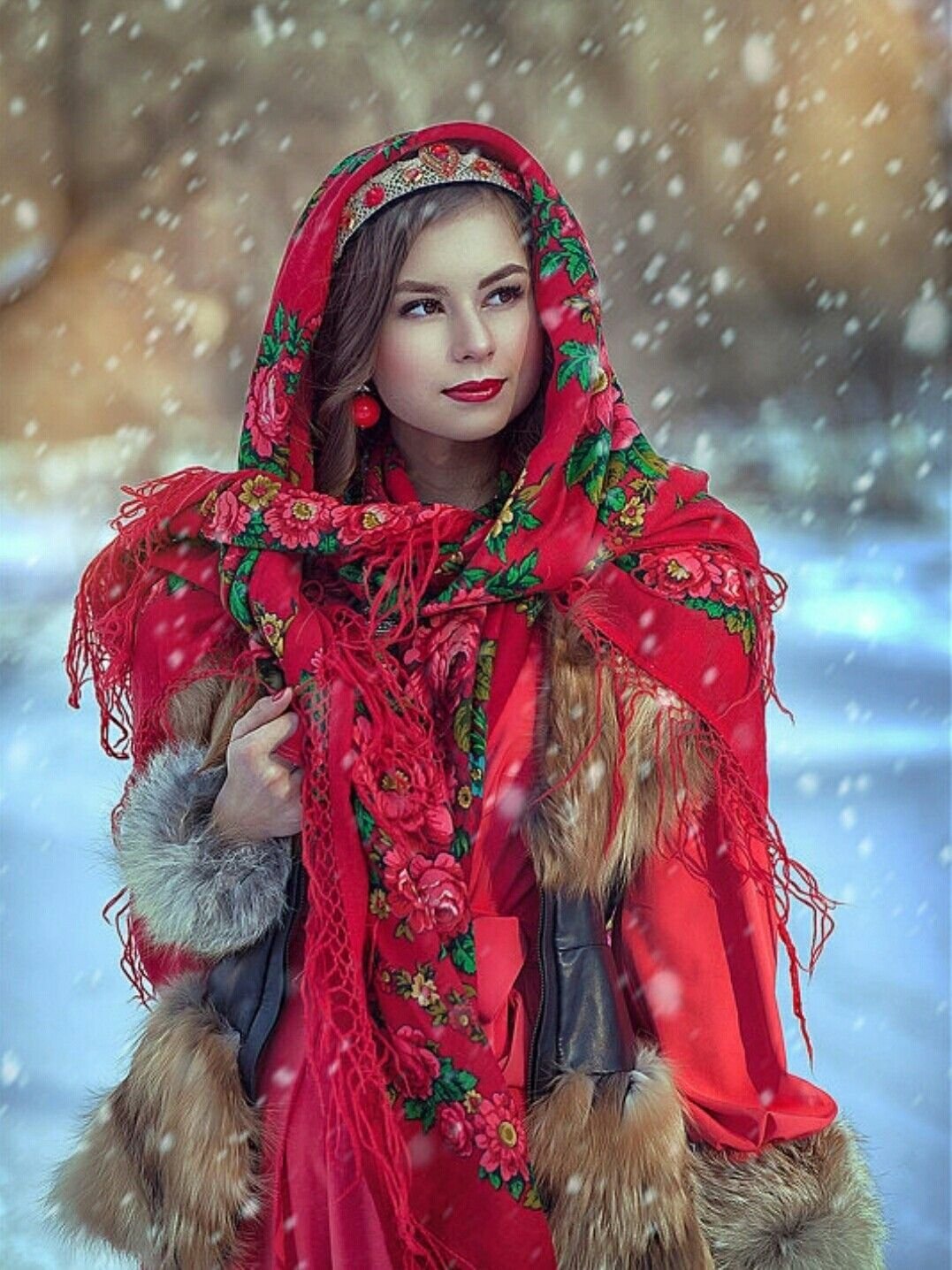 Beautiful girl Women in Slavic costumes in Xinbei